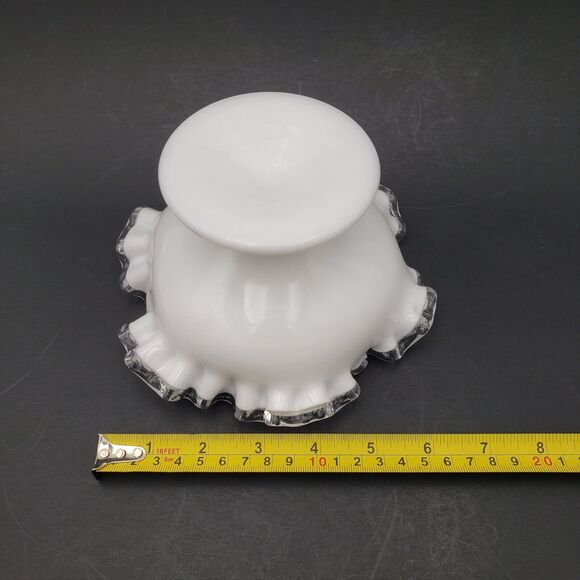 Vintage Fenton Silver Crest Milk Glass Compote Circa 1942-1972 - Picture 4 of 10